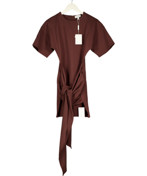 PRETTY LAVISH Brown Olivia Jersey Knot Mini Dress UK 6