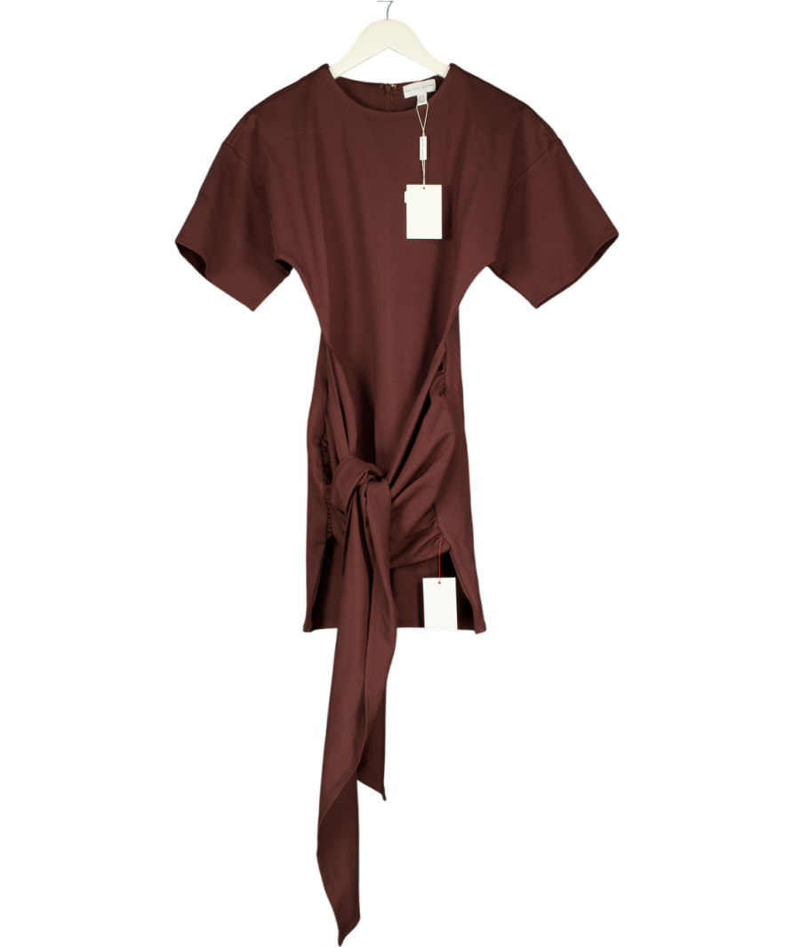 PRETTY LAVISH Brown Olivia Jersey Knot Mini Dress UK 6