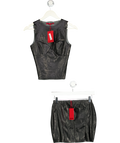 coucoo Black Faux Leather Sleeveless Top (xs) And Mini Skirt (m) Set UK S/M