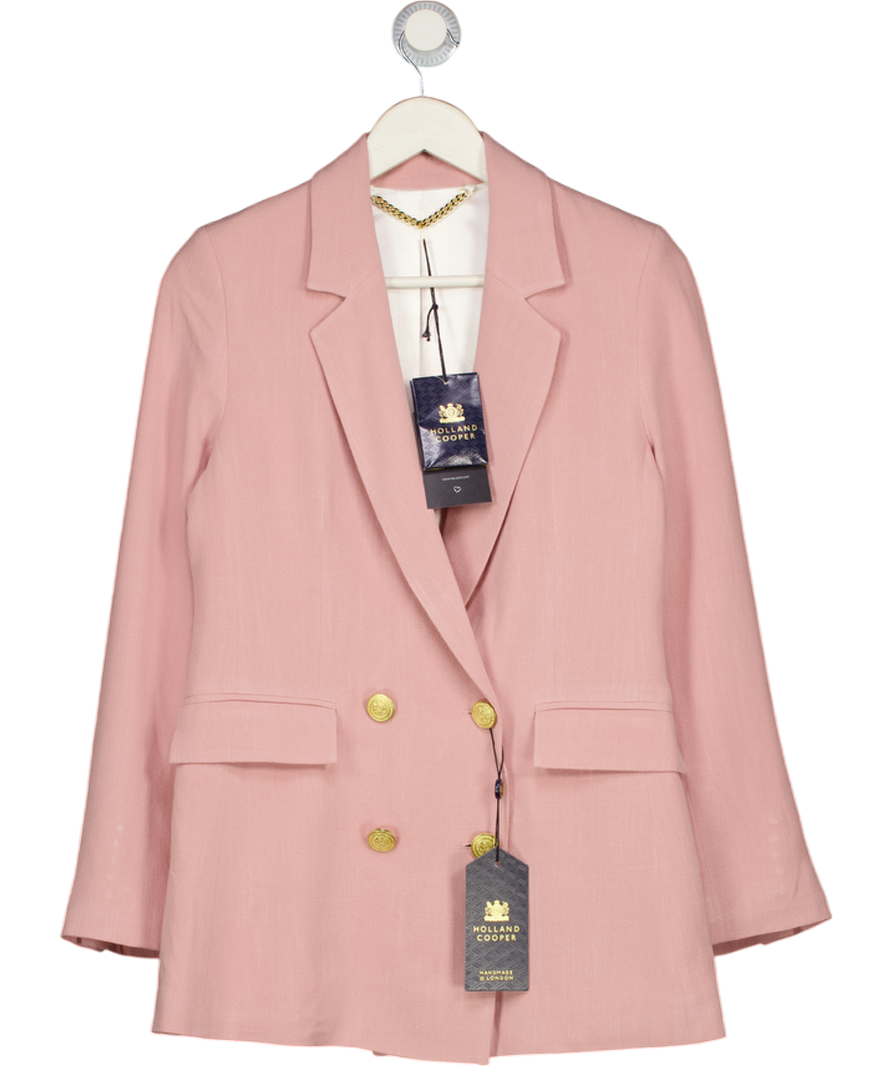 HOLLAND COOPER Double Breasted Blazer Pink Linen UK 10