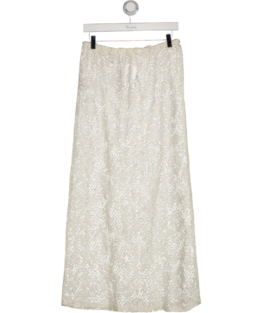 4th & Reckless Cream Rose Off White Crochet Maxi Skir UK 10