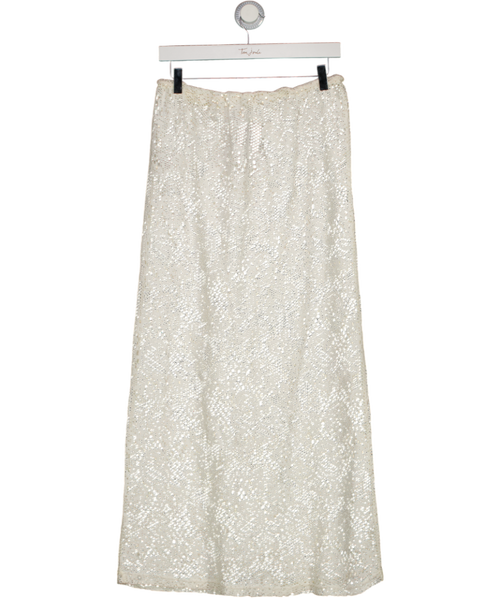 4th & Reckless Cream Rose Off White Crochet Maxi Skir UK 10