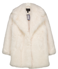 River Island White Mid Length Faux Fur Coat UK S