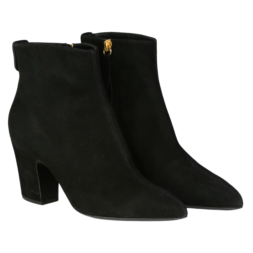 Guiseppe Zanotti Black Suede Block Heel Ankle Boots UK 5 EU 38 👠