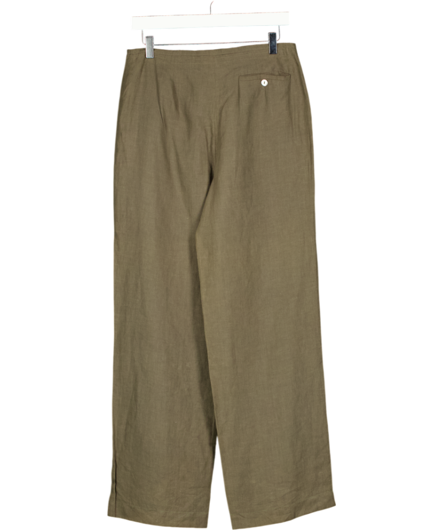 MAX MARA Brown Linen Wide Leg Trousers UK 10