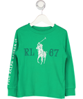 POLO RALPH LAUREN Green Large Pony Thong Sleeve Logo Top 4 Years