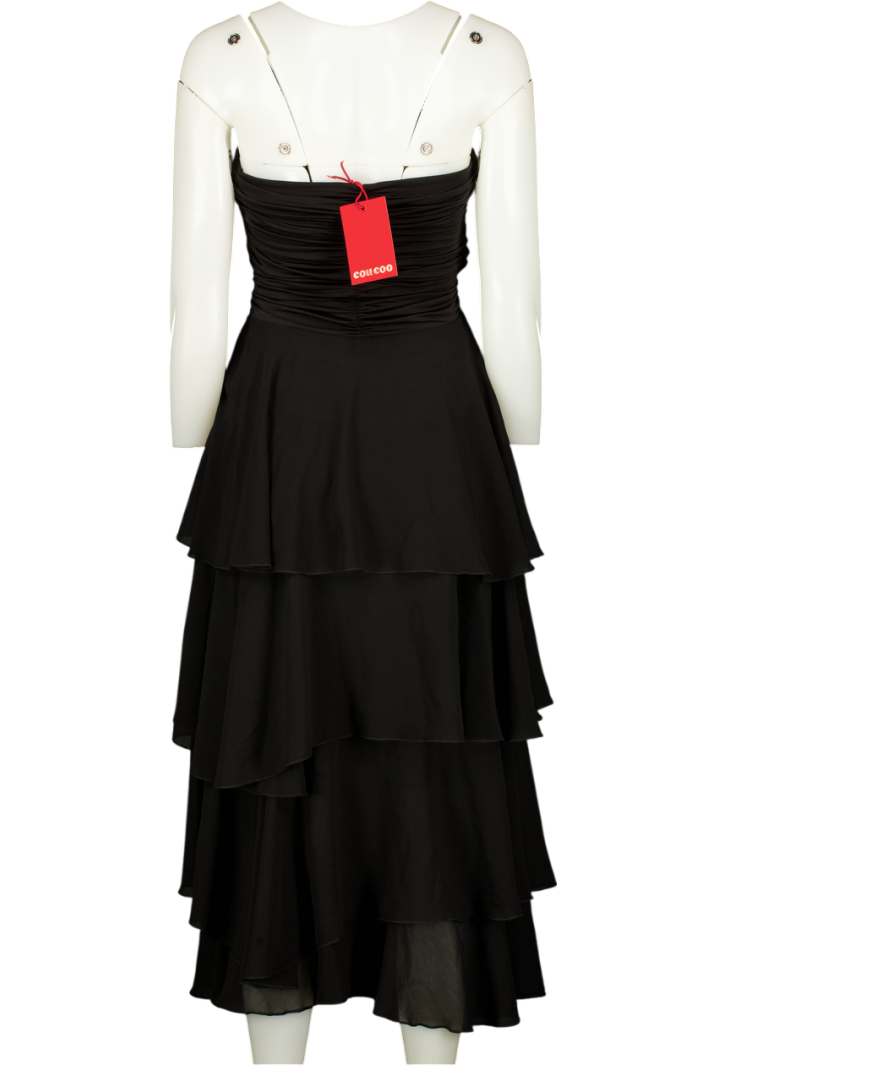 COU COO Black Ruched Tiered Bandeau High-low Top UK XS