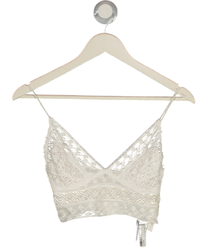Free People White Cotton Lace Bralette Top UK XS