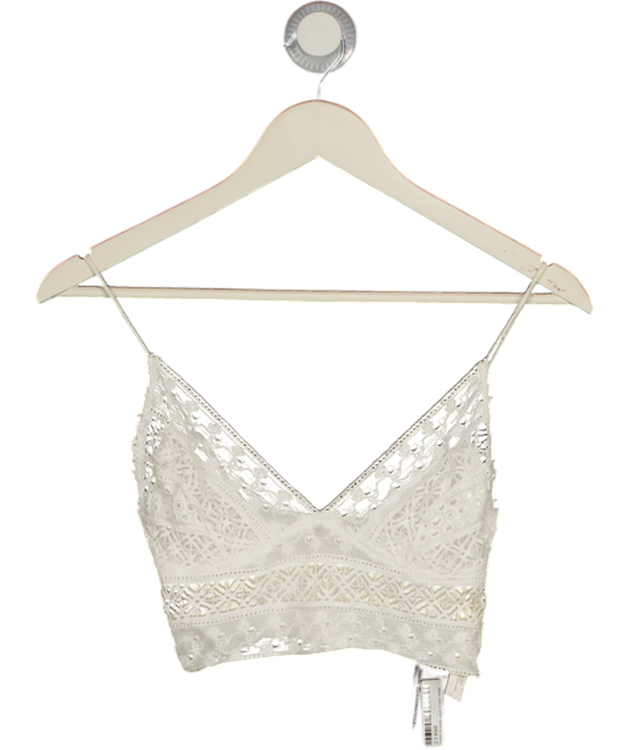 Free People White Cotton Lace Bralette Top UK XS