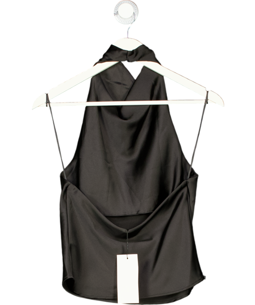 ZARA Black Satin Halter Top UK XS