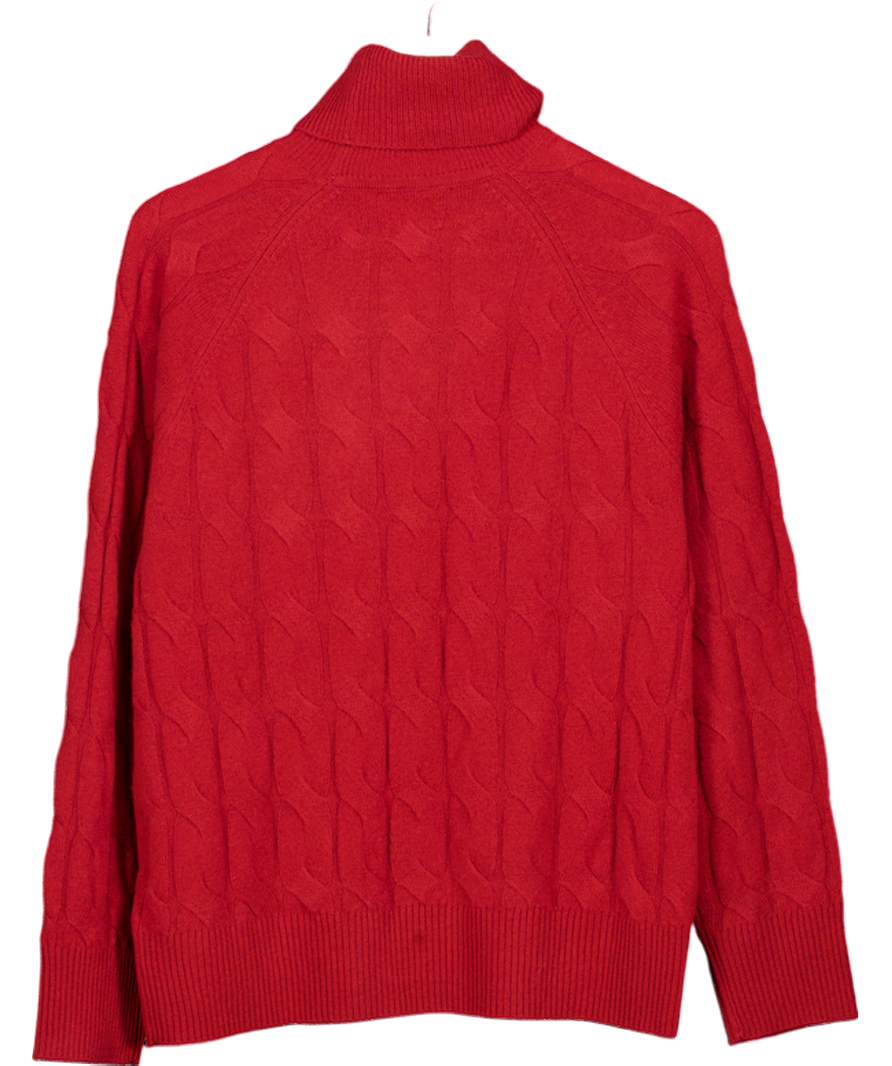 Tommy Hilfiger Red Cable Knit Soft Wool Relaxed Jumper UK S