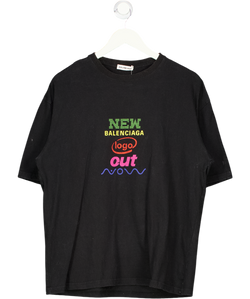 BALENCIAGA Black Oversized New Logo T-shirt UK XS