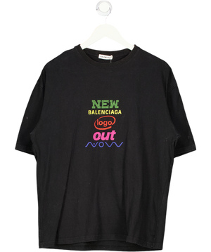 BALENCIAGA Black Oversized New Logo T-shirt UK XS