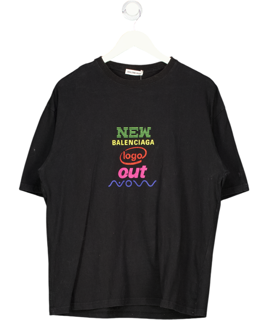 BALENCIAGA Black Oversized New Logo T-shirt UK XS