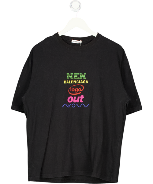 BALENCIAGA Black Oversized New Logo T-shirt UK XS