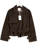 NA-KD Brown Faux Suede Short Trenchcoat UK 8