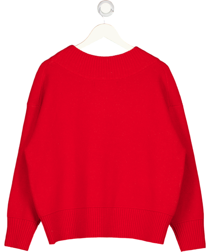 River Island Red Knitted V-neck Jumper UK L