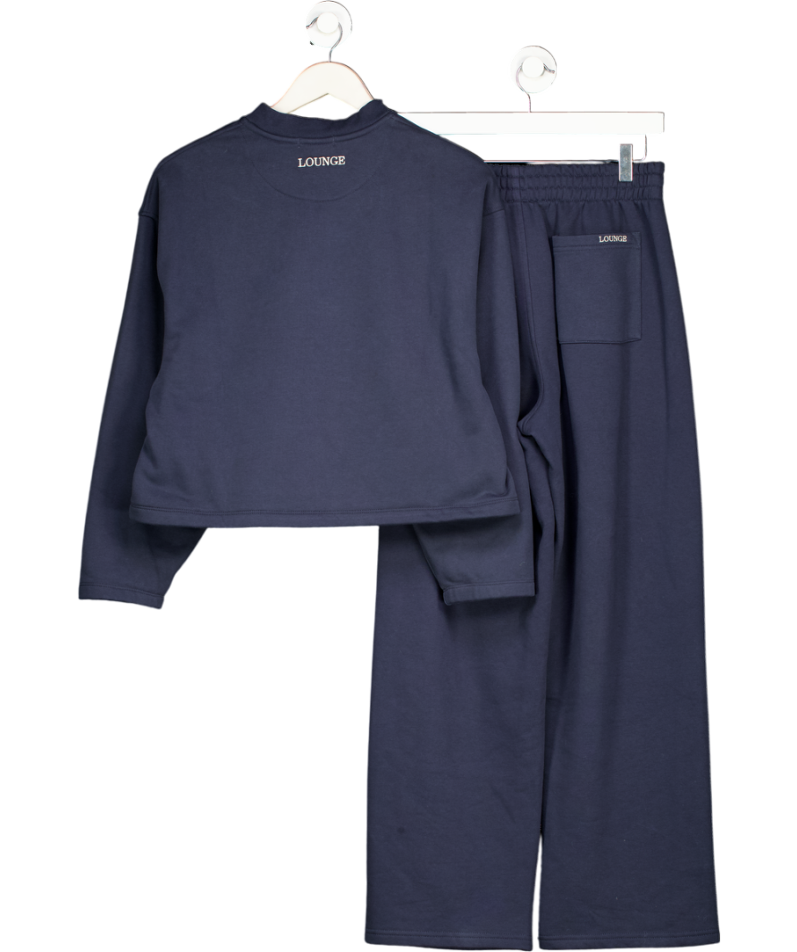 Lounge Underwear 2-piece Navy Blue "sunday Club" Zip Sweatshirt & Straight Leg Jogger Set UK S