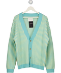 King & Tuckfield Blue Merino Striped Cardigan UK S