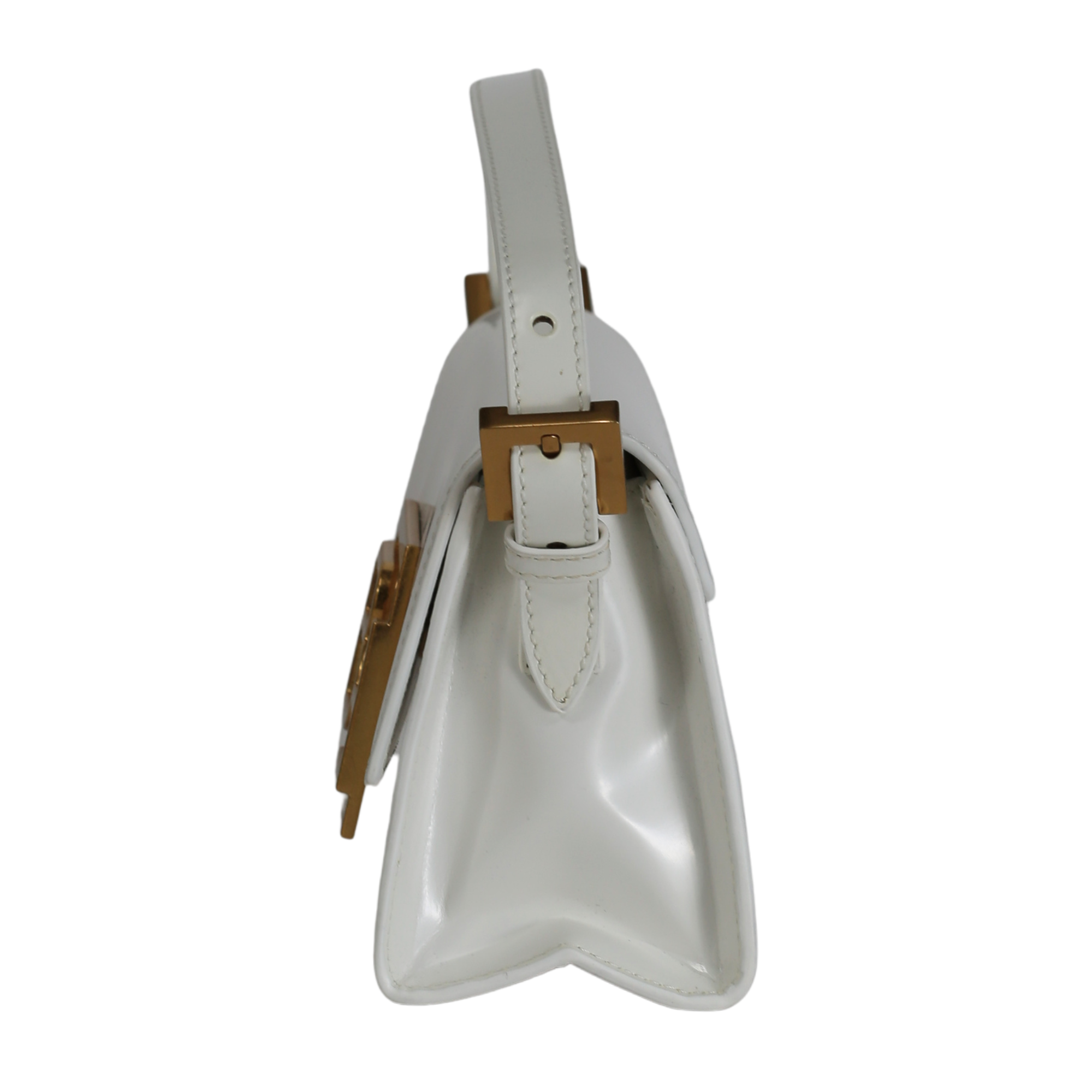 BY FAR Fran Smooth White  Mini Leather Handbag