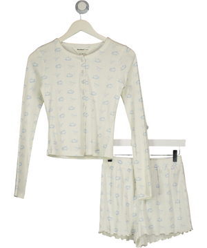 RIVER ISLAND White Cardigan And Shorts Pyjama Set UK S