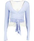 Another Version Blue Soft Wrap Top UK S