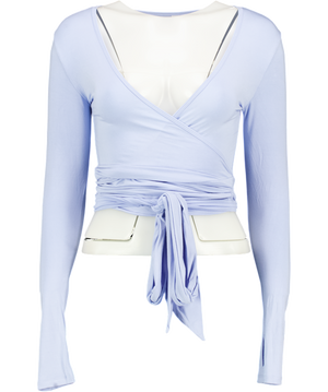 Another Version Blue Soft Wrap Top UK S