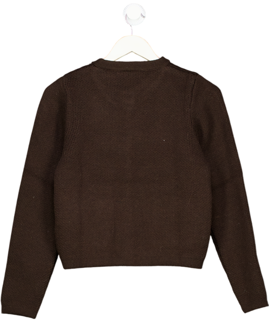 ZARA Chocolate Brown Knit Cardigan With Golden Buttons UK S
