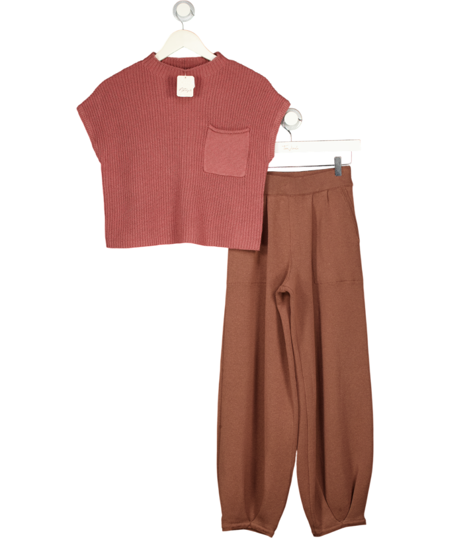 FREE PEOPLE 2-piece Dusty Pink Freya Knit Loungewear Set UK XS