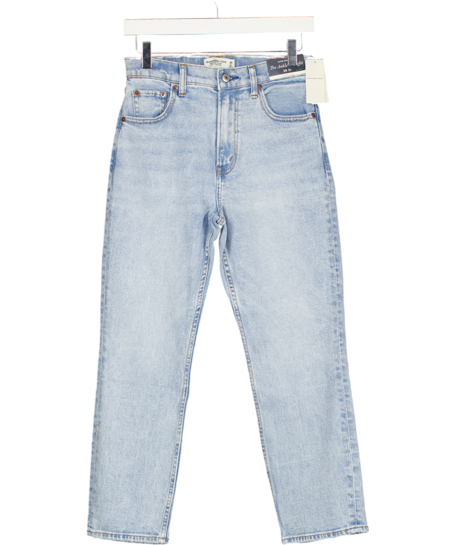 Abercrombie & Fitch Blue Curve Love Ultra High Rise Ankle Length Straight Leg Jeans W26