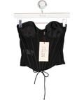OH POLLY Zoa Bandeau Lace-up Corset Top In Black UK 6
