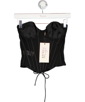 OH POLLY Zoa Bandeau Lace-up Corset Top In Black UK 6