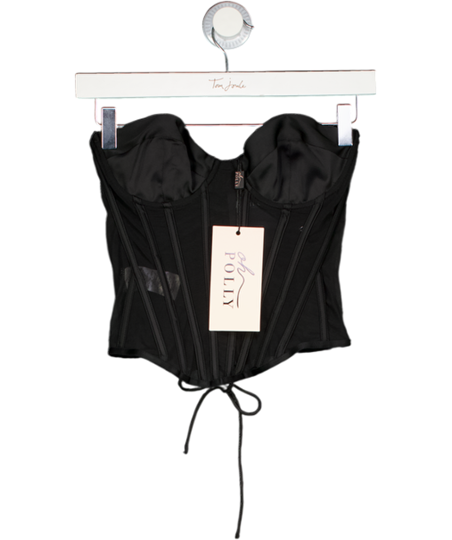 OH POLLY Zoa Bandeau Lace-up Corset Top In Black UK 6