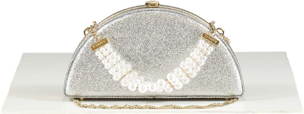 Aspinal Of London Metallic Pearl strap Luna Clutch Bag