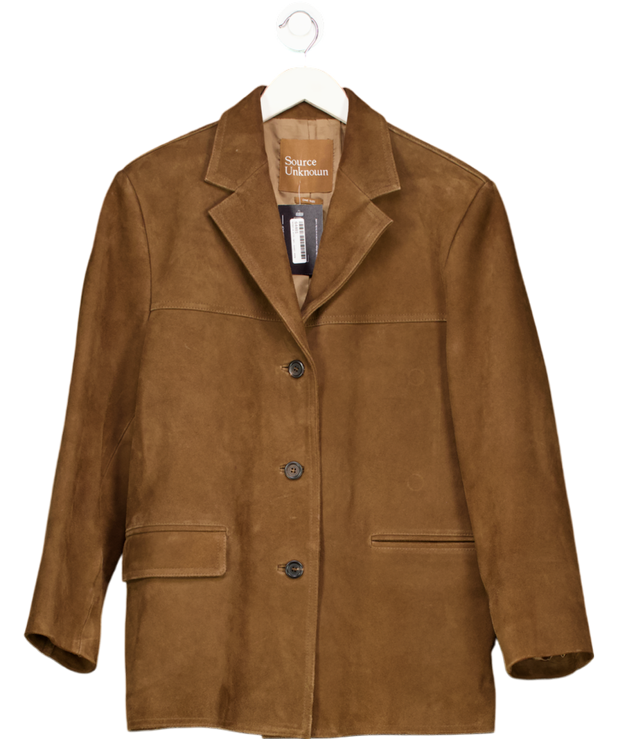 SOURCE UNKNOWN Hailey Lambskin Suede Blazer, Pecan Brown One Size