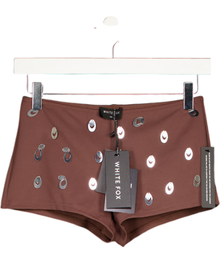 WHITE FOX Brown Solar Shade Sequin Shorts UK XS
