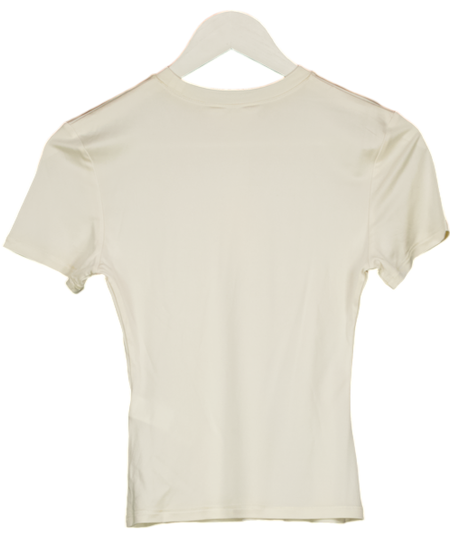 LILYSILK Cream Slim Fitted Silk Jersey Tee UK XS