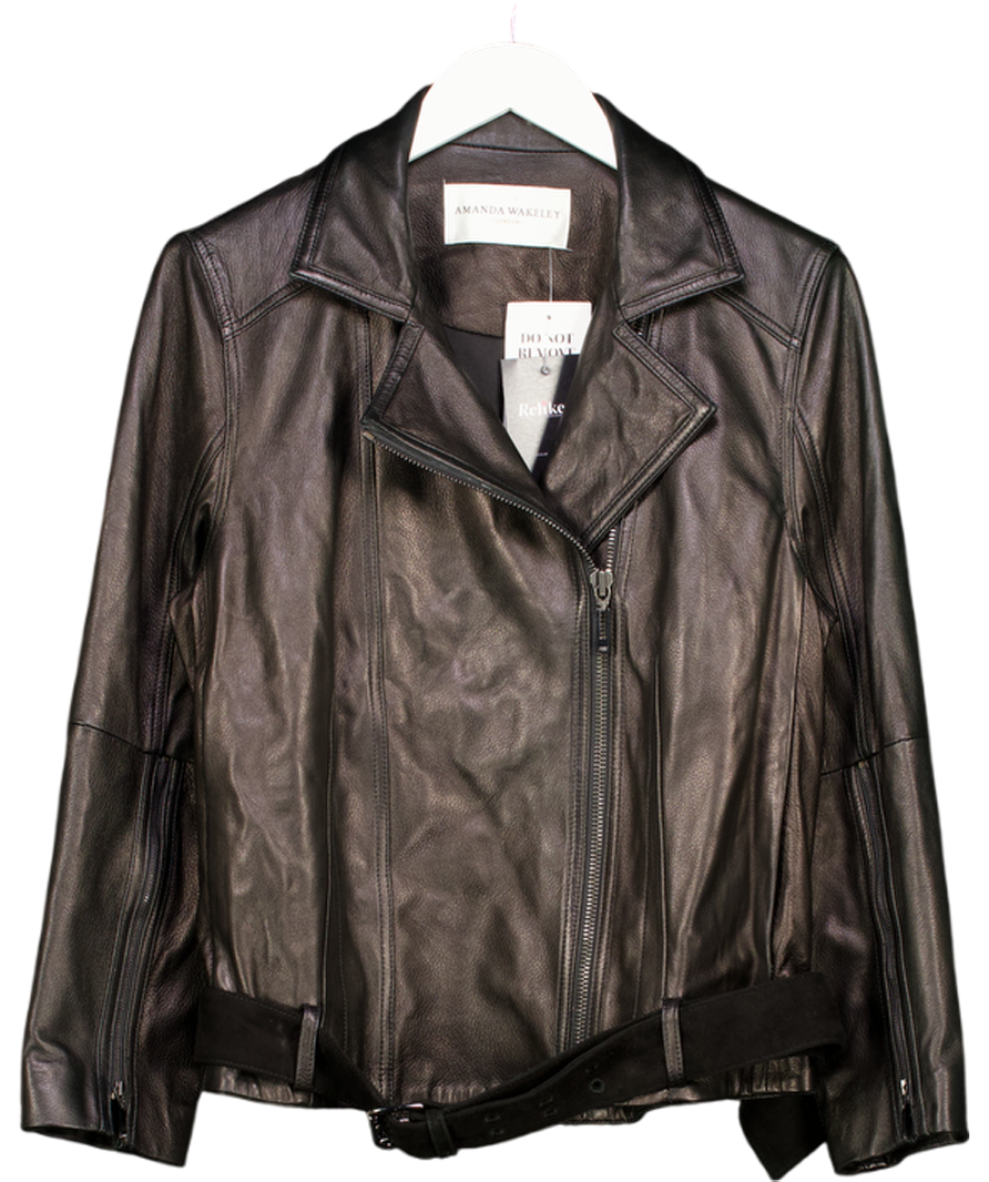 Amanda Wakeley Black Butter Soft Real Leather Jacket UK 8