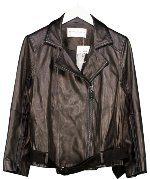Amanda Wakeley Black Butter Soft Real Leather Jacket UK 8