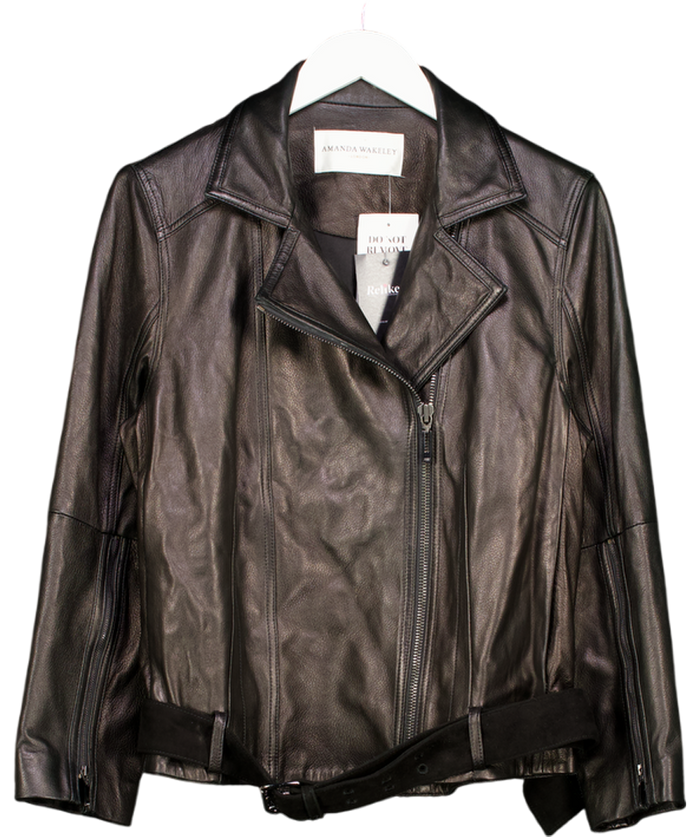 Amanda Wakeley Black Butter Soft Real Leather Jacket UK 8