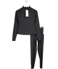 Gym Locker Black ¼ Zip Top And Cropped Leggings Set UK S