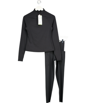 Gym Locker Black ¼ Zip Top And Cropped Leggings Set UK S