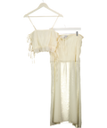 SNDYS. 2-piece Cream Ruched Pleated Maxi Skirt And Tie Back Top Set UK S