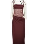 WHITE FOX Compliment Me Maxi Dress Burgundy Brown UK M