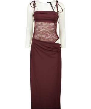 WHITE FOX Compliment Me Maxi Dress Burgundy Brown UK M