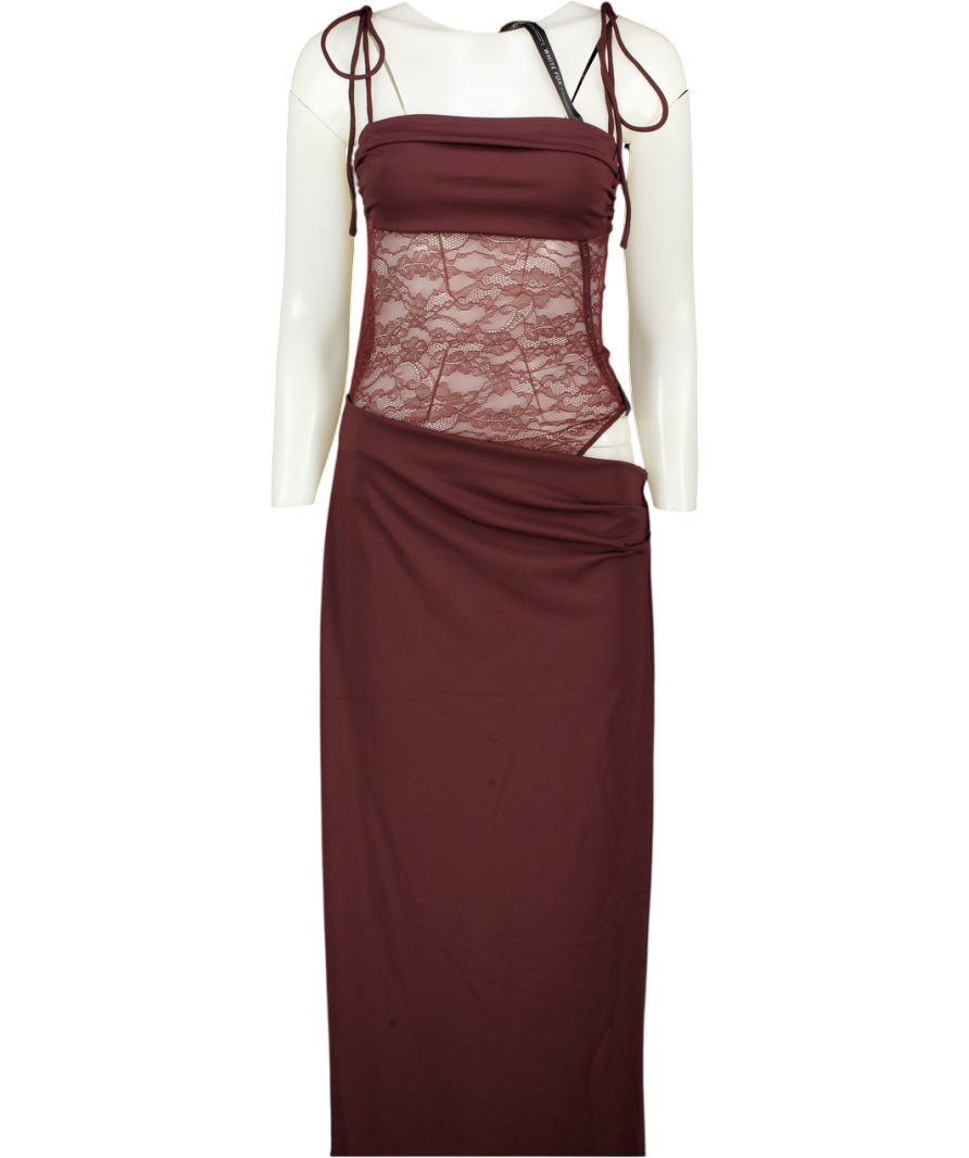 WHITE FOX Compliment Me Maxi Dress Burgundy Brown UK M