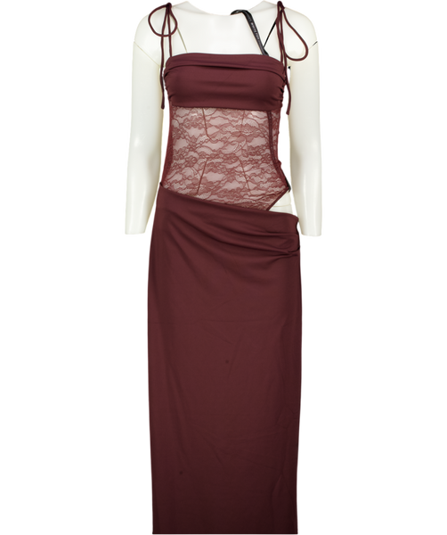 WHITE FOX Compliment Me Maxi Dress Burgundy Brown UK M Reliked WHITE FOX Compliment Me Maxi Dress Burgundy Brown UK M Reliked