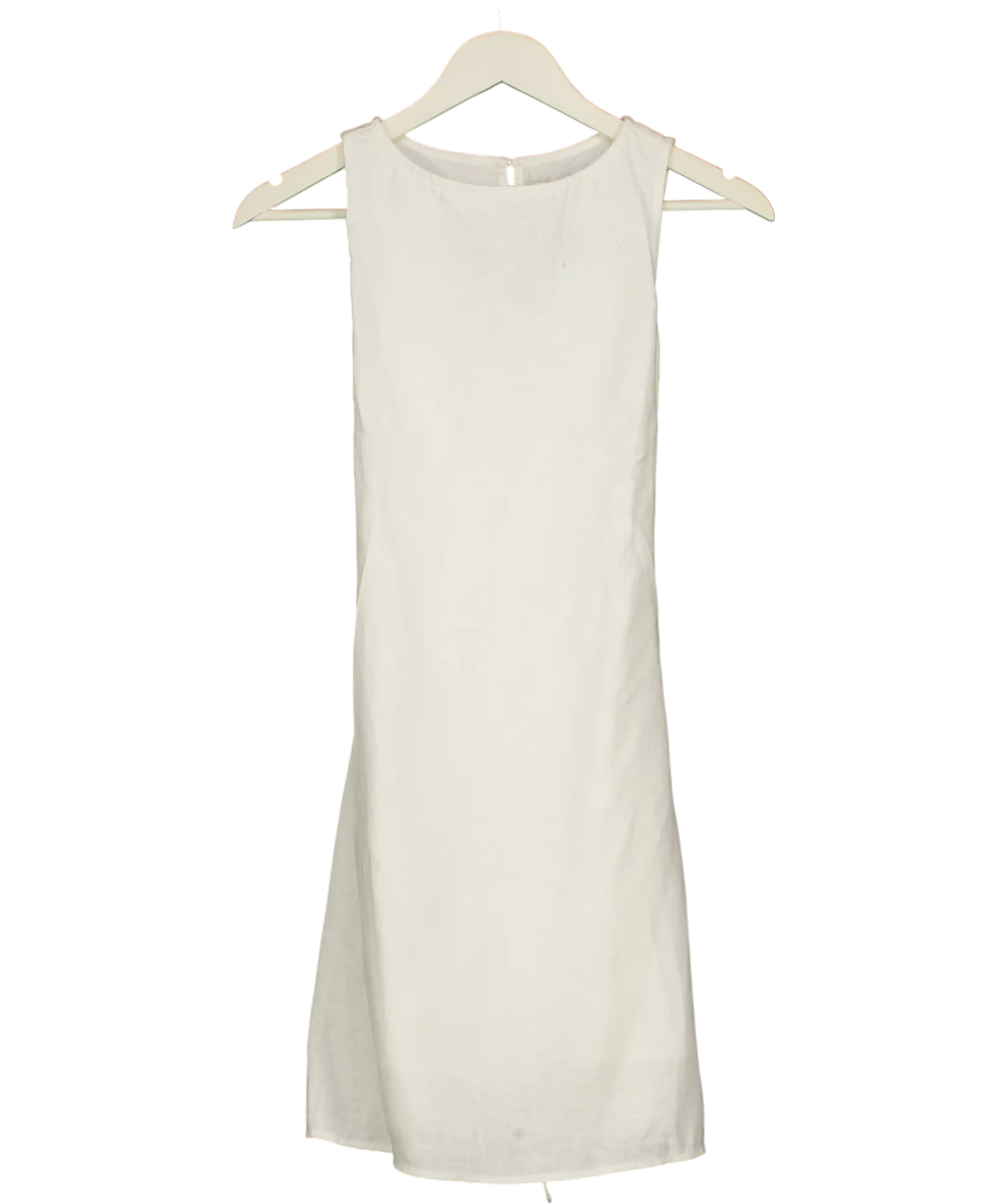 Andrea Tang White Draw String Summer Dress UK S