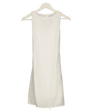 Andrea Tang White Draw String Summer Dress UK S