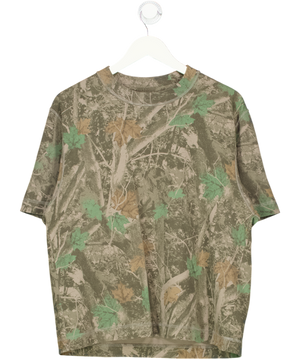 Abercrombie & Fitch Green Premium Heavyweight Cropped Camo Tee UK S